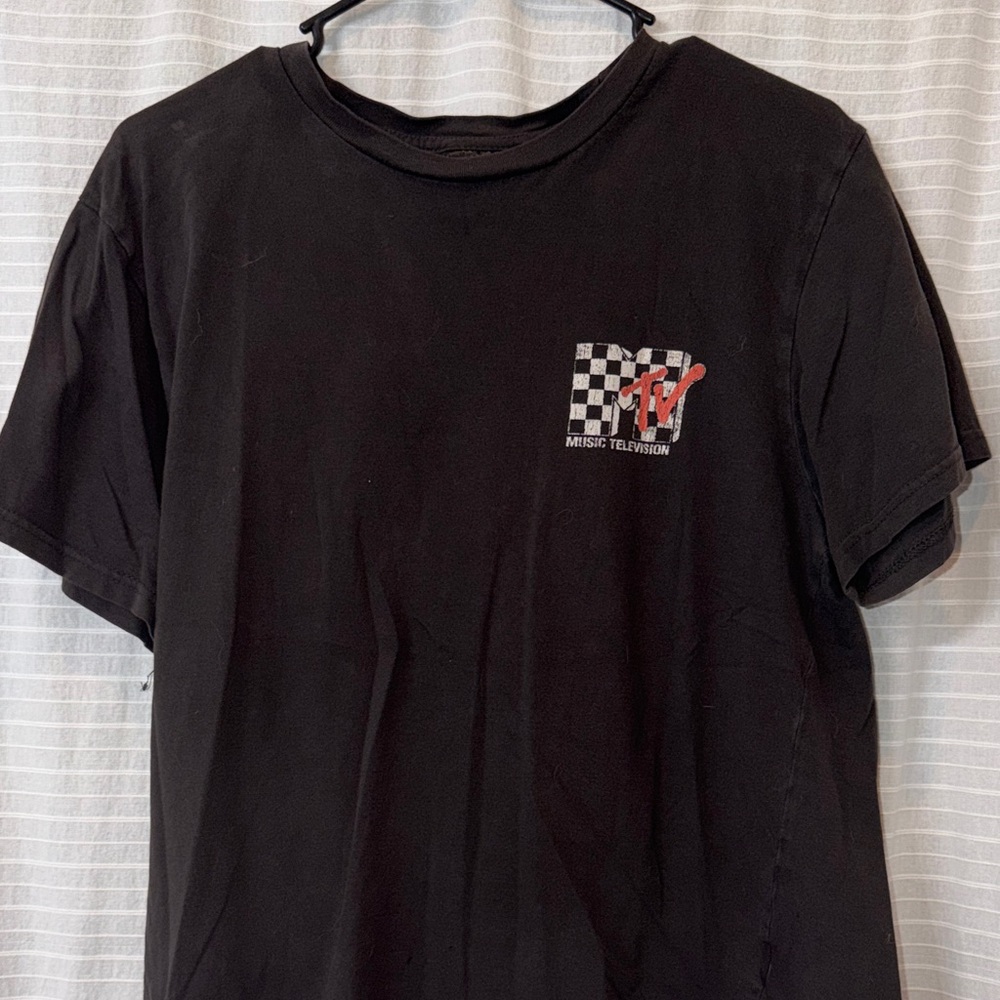 MTV Black and Red Checkered Logo Tee
